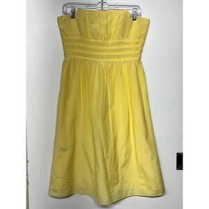 90's LILLY PULITZER W Sz 6 butter yellow silk/cotton beaded strapless dress